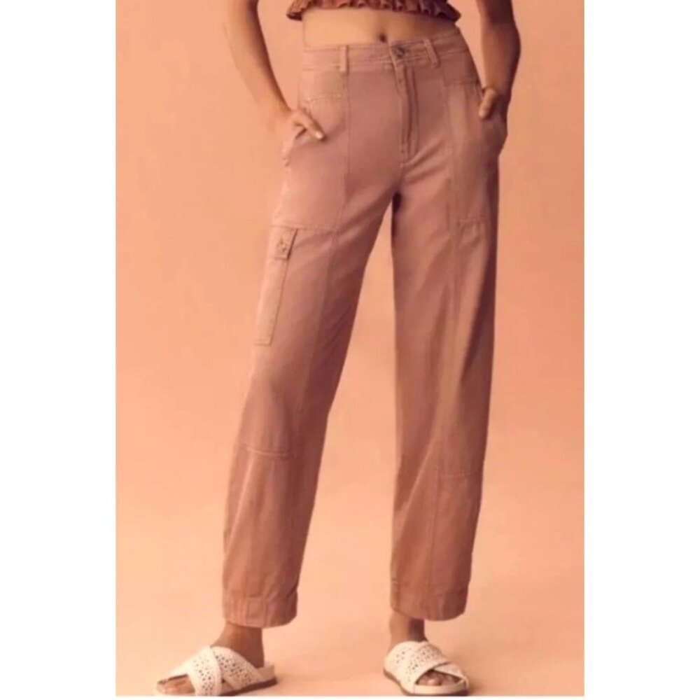 Anthropologie Mauve Women's Sz 12 Carson Utility Cropped Casual Relaxed Fit